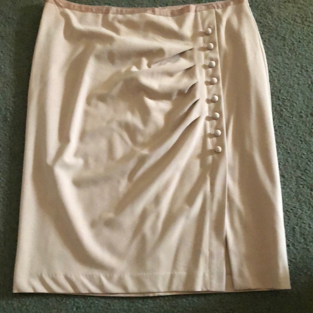 Tan skirt with button detail w/split size 14